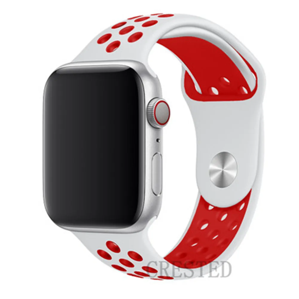 White Red Спортивный ремешок для apple watch band 44 мм/40 мм apple watch 5 4 3 band iwatch band 5 42 мм/38 мм correa браслет ремень аксессуары для часов - Цвет ремешка: White Red