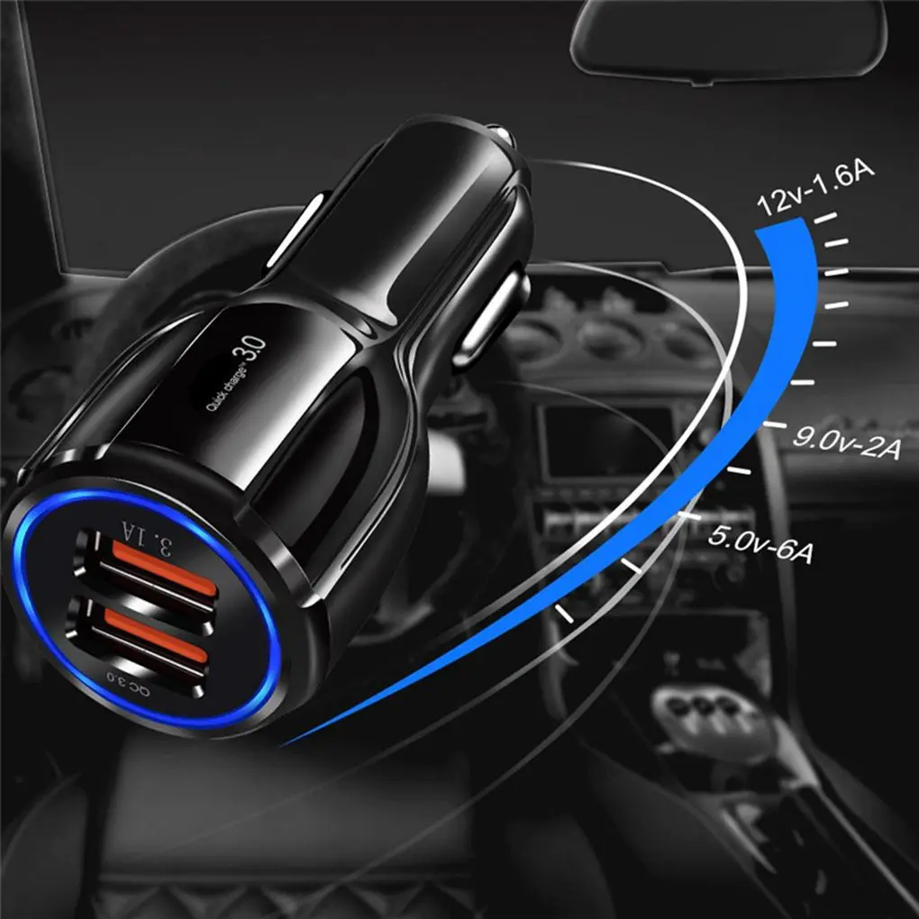 

2-port USB 5V 3.1A Car Charger Universal QC 3.0 Dual USB Quick Mobile Phone Car Charging Adapter for Samsung Android iPhone