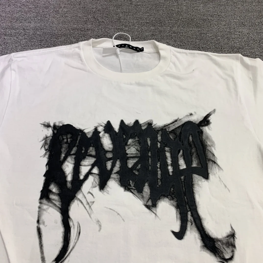 

REVENGE T-shirt Men Women High Quality Ghost Skull Print REVENGE Tee Hip Hop Tops Slightly Oversize Short Sleeve