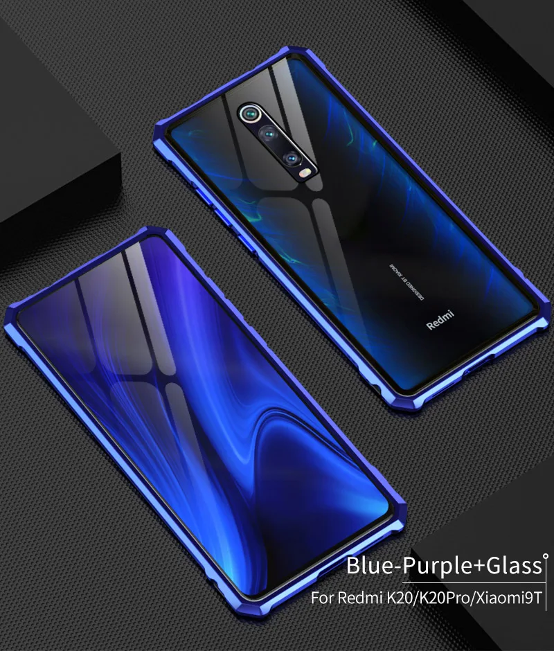 Металлический бампер для Xiaomi mi 9 t Pro, металлический корпус, прозрачная стеклянная задняя крышка для Xiao mi 9 t mi 9 t, роскошный противоударный