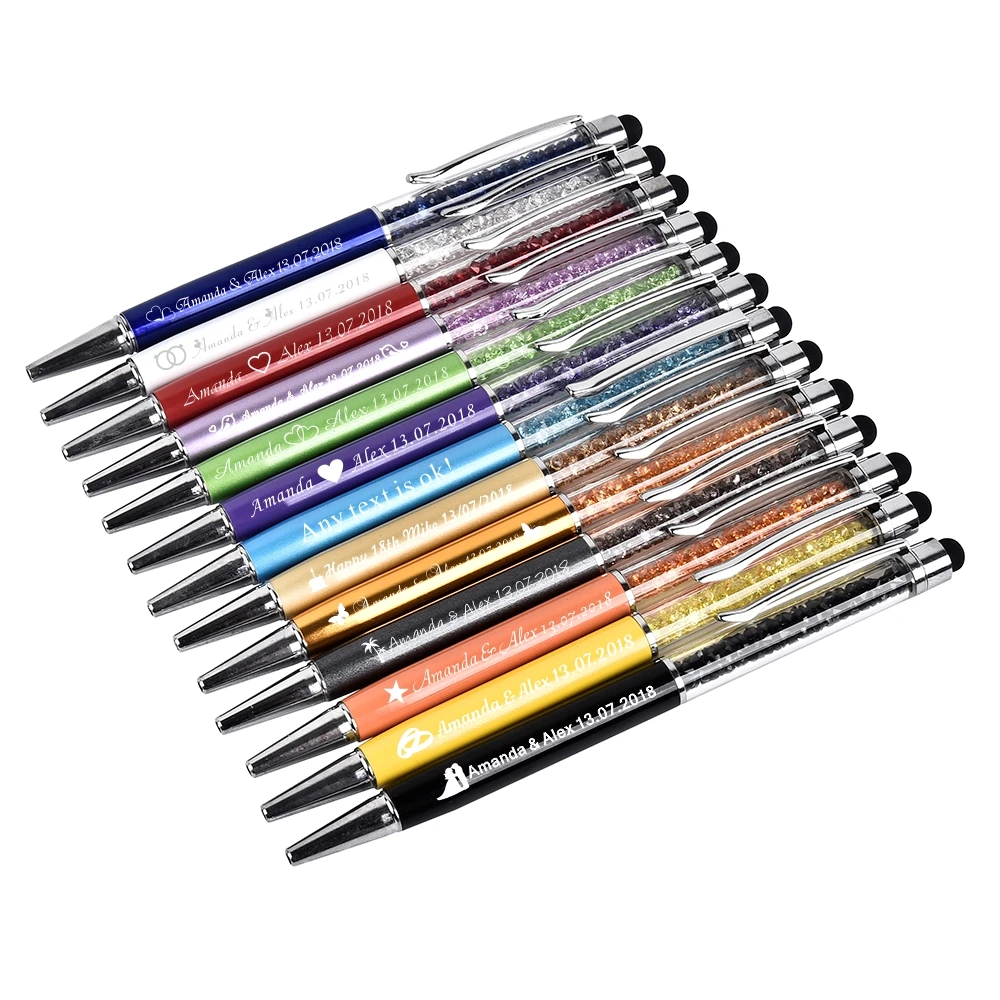 100 комплекты персонализированный гравированный кристалл металлические ручки