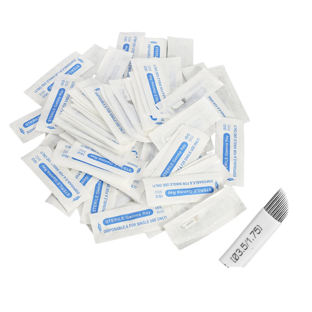 

100x Eyebrow Blades Microblading Tattoo Brows Needles Makeup Tools 15 Pins