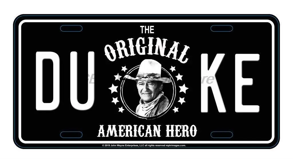 

Midsouth Products John Wayne Black and White Metal License Plate
