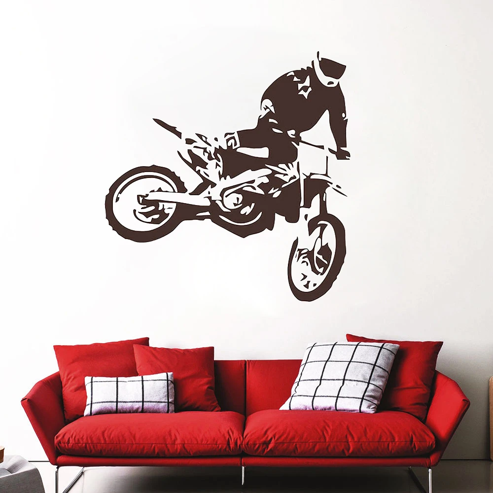 

Мотокросс стены Стикеры s домашний наклейка прыжки мотоцикл спортивная Настенная Наклейка на стену Стикеры Wall Art Стикеры s Винил Съемный FM-54