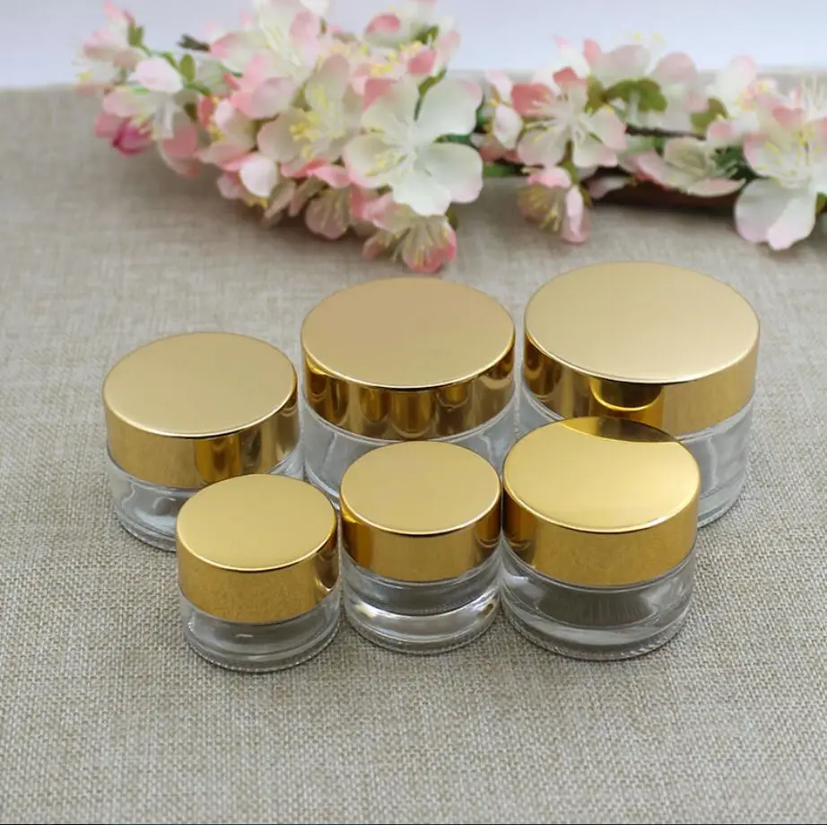 30G transparent glass bottle/ jar for cream/gel/essence/moisturizer/serum/mask cream art nail packing aluminum/plastic lid | Красота и