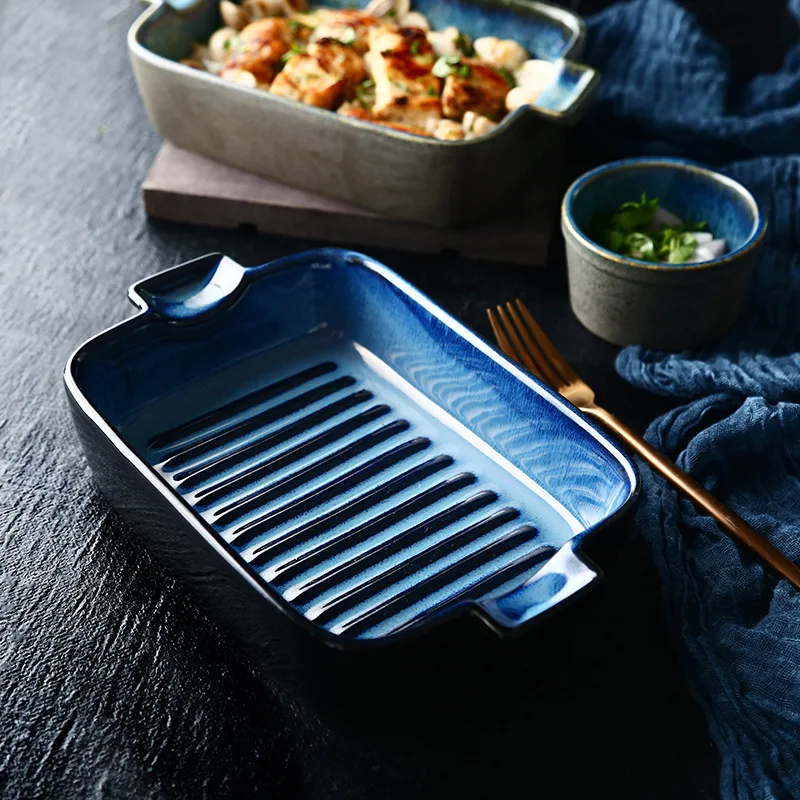 Керамический бинауральный поднос для выпечки жаростойкое сырное блюдо барбекю