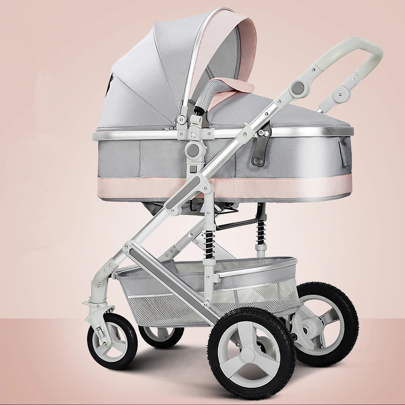Легкая Роскошная детская коляска 3 в 1 портативная Двусторонняя с высоким