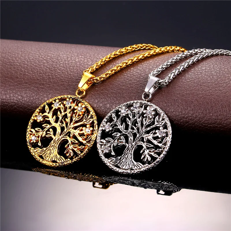 Ожерелья и подвески Collare с деревом жизни из нержавеющей стали золотого цвета