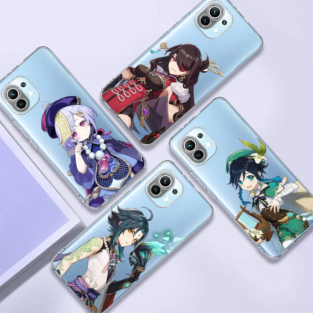 

Genshin Impact cute Funda Clear Case For Xiaomi Mi Poco X3 NFC Note 10 11 9T 10T Pro 11i F3 M3 X2 X3 GT 11Lite Phone Covers
