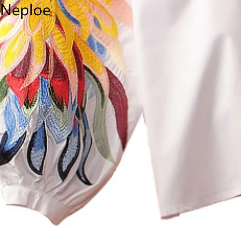 Neploe женские блузки с тяжелой вышивкой осень 2019 шикарные Блузы v образным вырезом