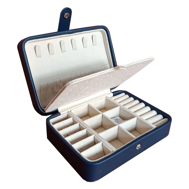 

New 2021 Leather Portable Jewelry Box Double Simple Earrings Ring Jewelry Casket Can Hold 68 Earrings