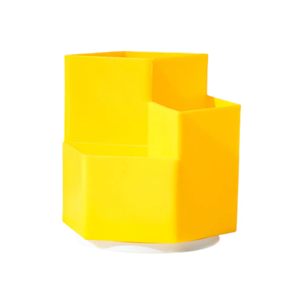 

Однотонный вращающийся призматический горшок для кистей, милый держатель для ручек, модный контейнер для хранения большой емкости