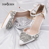 topqueen a81 one piece clearance bride shoes womens sandals clear heels crystal pumps evening party luxury queen wedding shoes