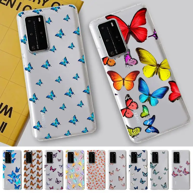 

Cartoon Clear Glitter Butterfly Phone Case For Huawei P 20 30 40 pro lite Psmart2019 Honor 8 10 20 Y5 6 2019 Nova3E