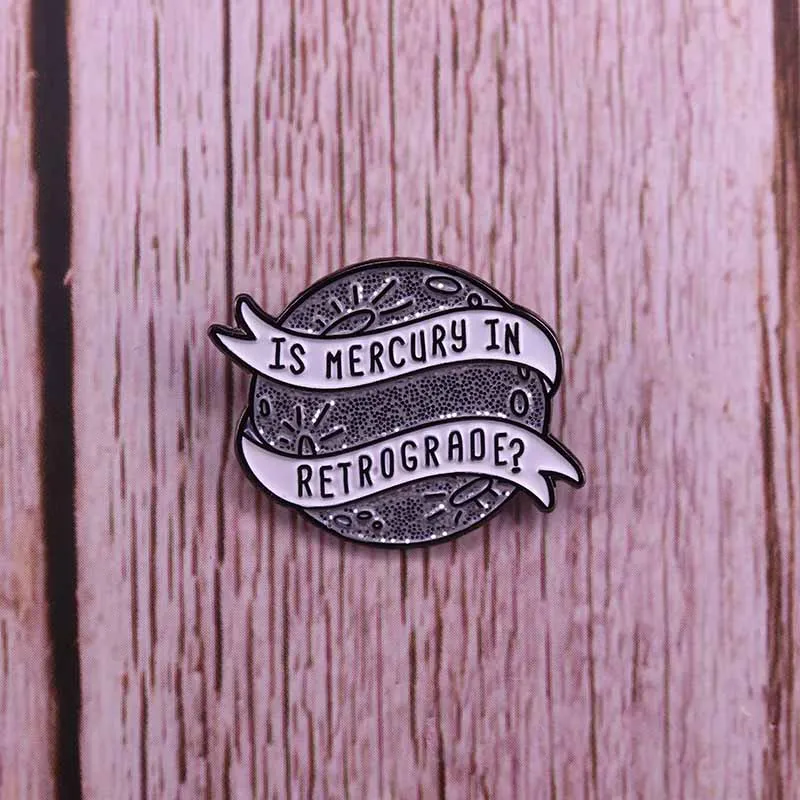 Ртутная Ретроградная булавка с отворотом блестящая астрологическая брошь