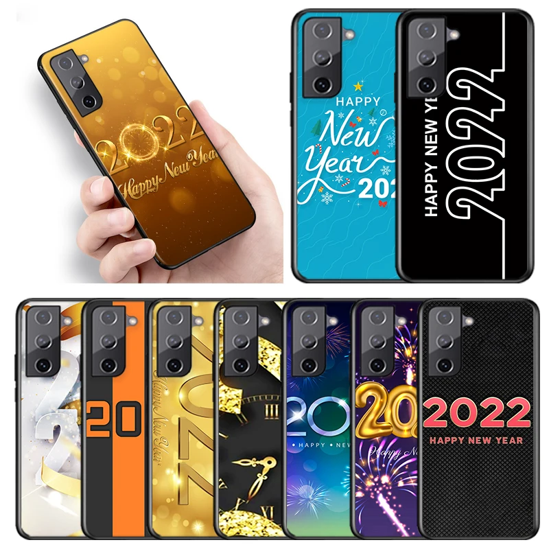 

Christmas happy New Year 2022 For Samsung S22 S21 S20 FE Ultra Pro Lite S10 5G S10E S9 S8 S7 S6 Edge Plus Black Phone Case