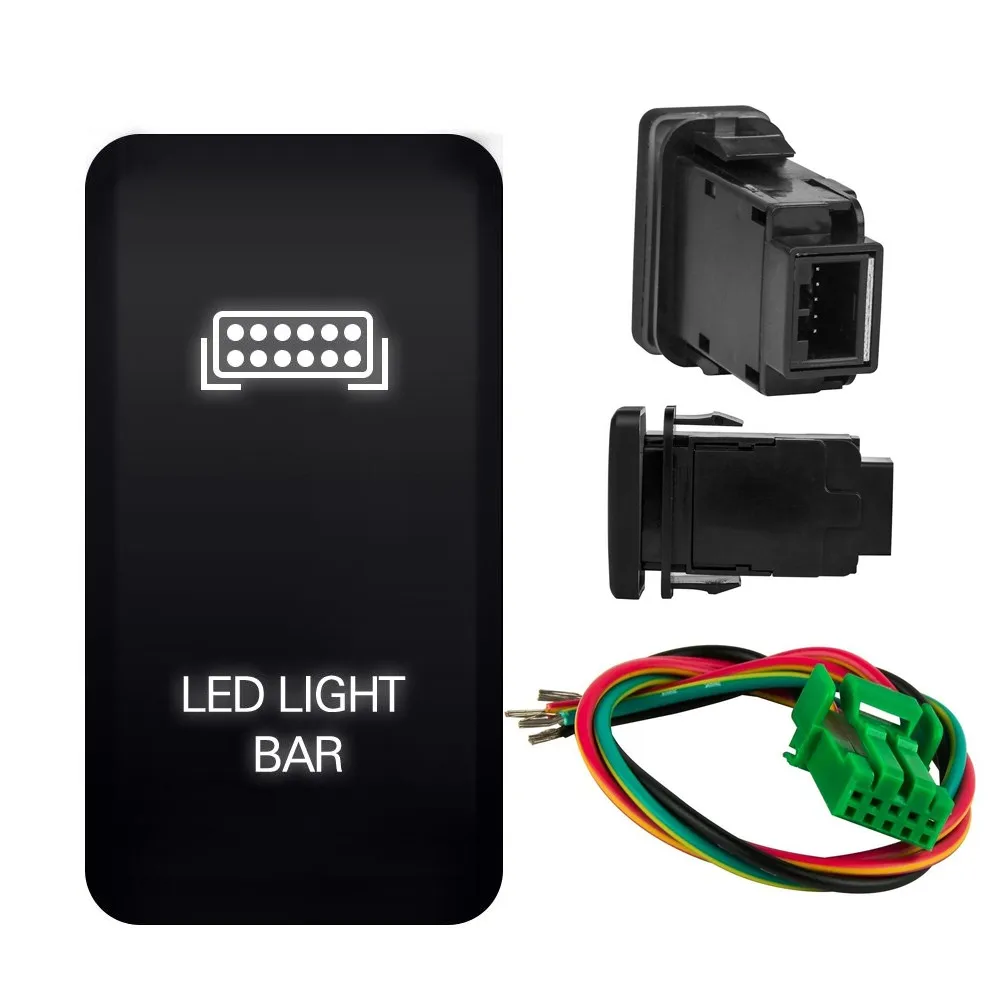 

12V LED Light Bar Switch Push Button On / Off Switch With Harness Wire For Toyota Prado Landcruiser FJ Cruiser Tacoma Hilux CSV