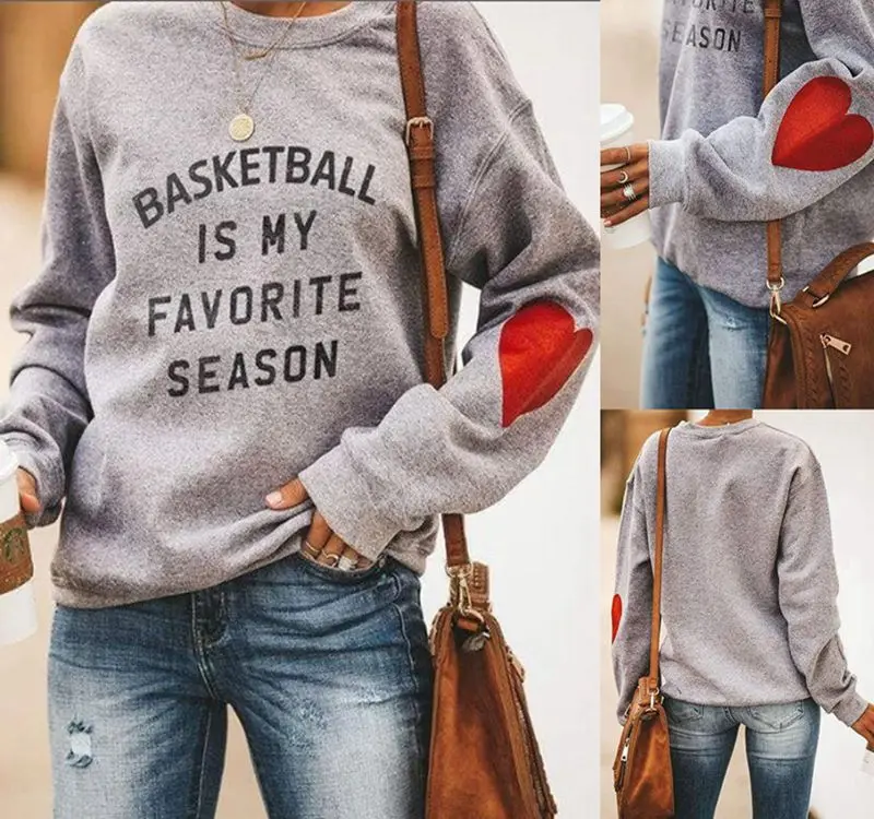 

Женская толстовка с Баскетбольным принтом, пуловер с круглым вырезом и длинными рукавами