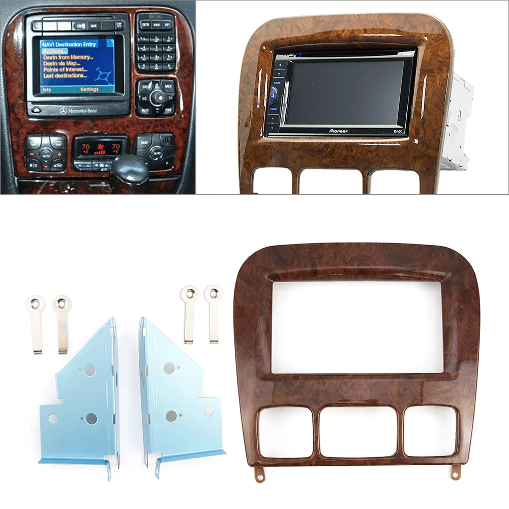 Темно-коричневый автомобильный радиоприемник лицевая панель рамка 2Din для Mercedes
