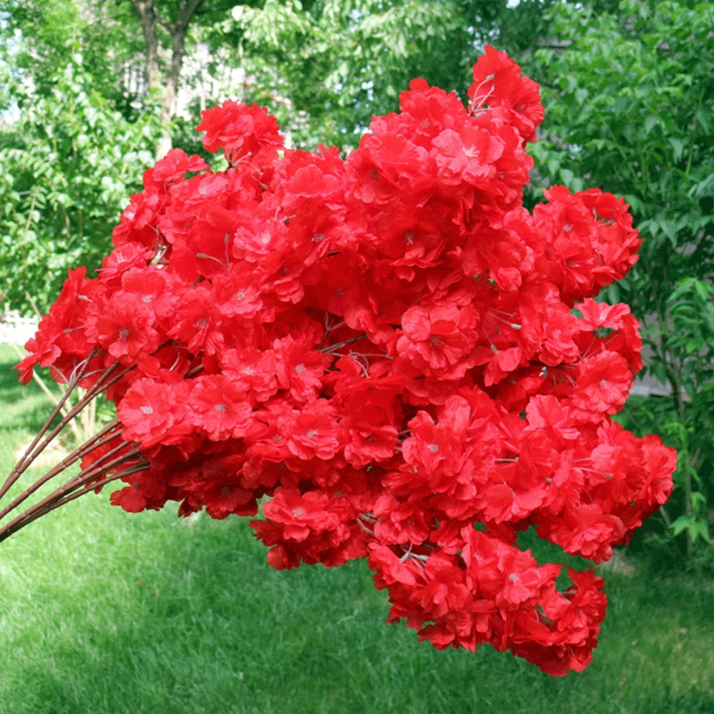 

Artificial Simulation Cherry Blossom Simulation Flower Table Decoration Accessories Home Wedding Party Decorations Red