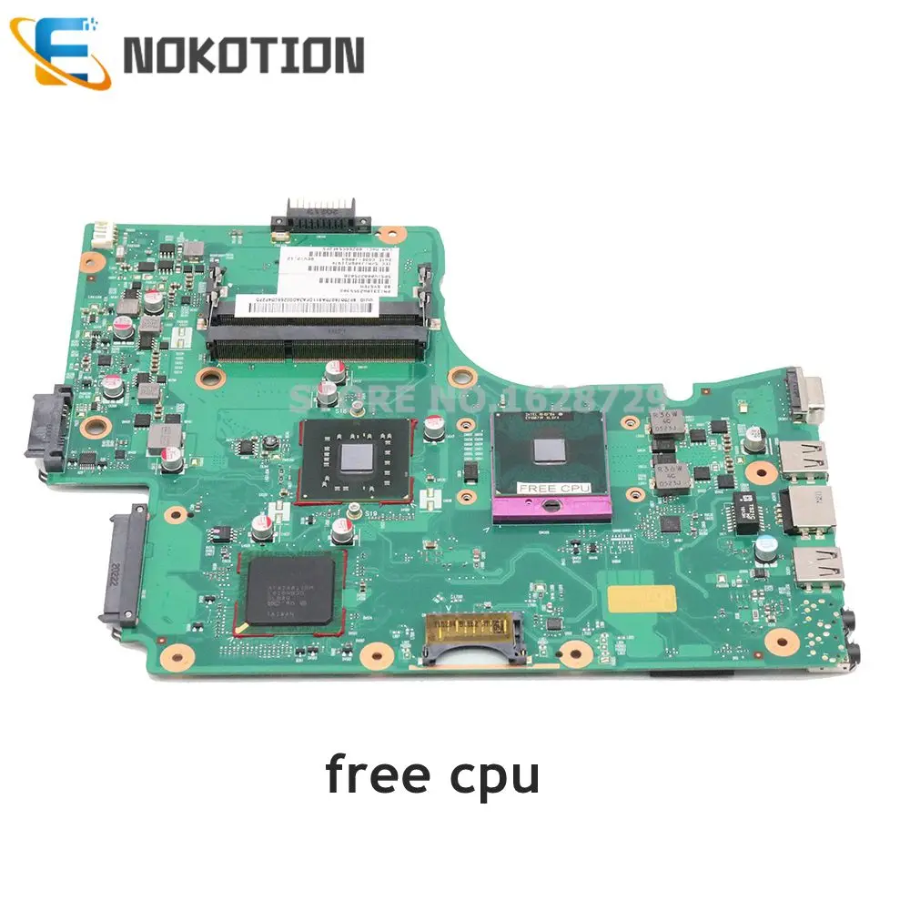 NOKOTION V000225020 материнская плата для Toshiba Satellite C650 C655 6050A2355301-MB-A03 основная плата GL40 DDR3 Бесплатный процессор