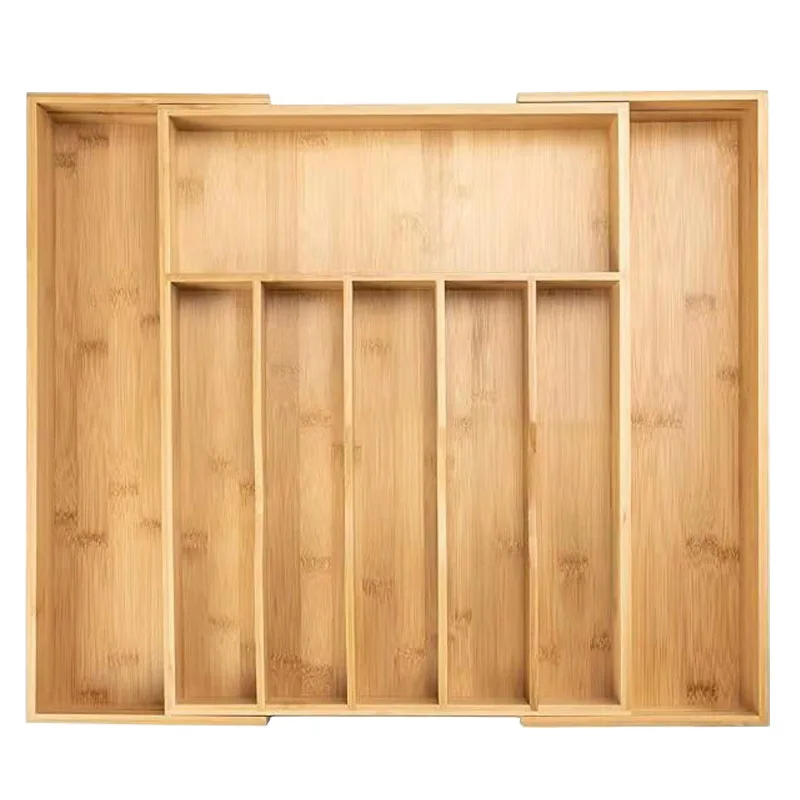 Выдвижной деревянный поднос для столовых приборов из бамбука Регулируемый и