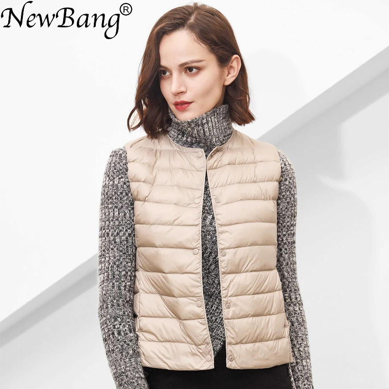 

NewBang Matt Fabric Women's Warm Vests Ultra Light Down Vest Women Waistcoat Portable Warm Sleeveless Winter Liner