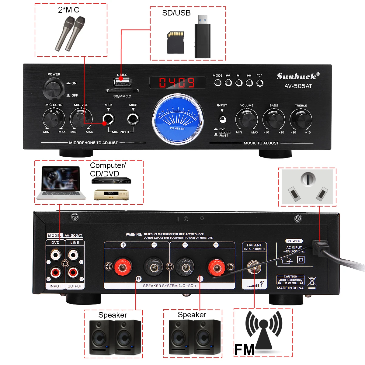 

2500 bluetooth FM USB SD KTV