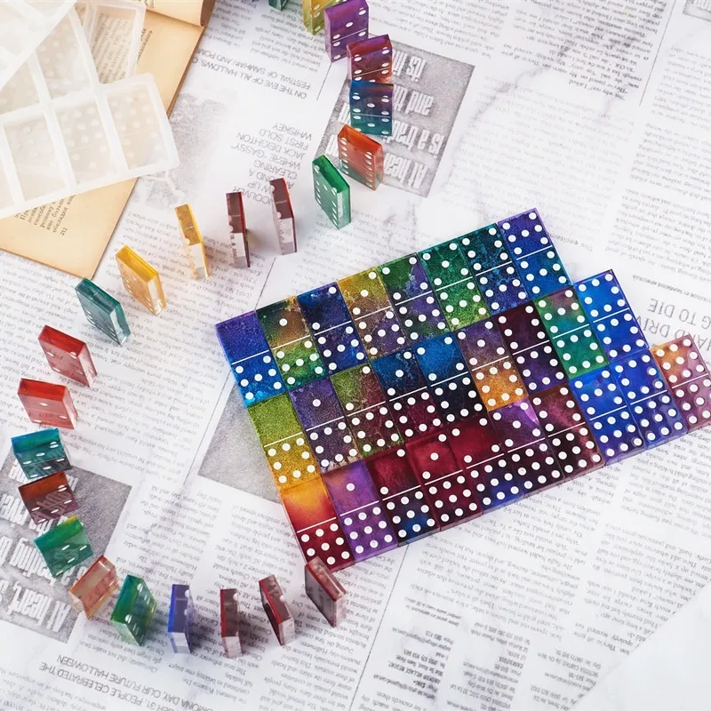 

New DIY Domino Resin Silicone Mold Mirror Silicone Mold Pai Gow Domino Silicone Mold for Resin Game Resin Art Wholesale