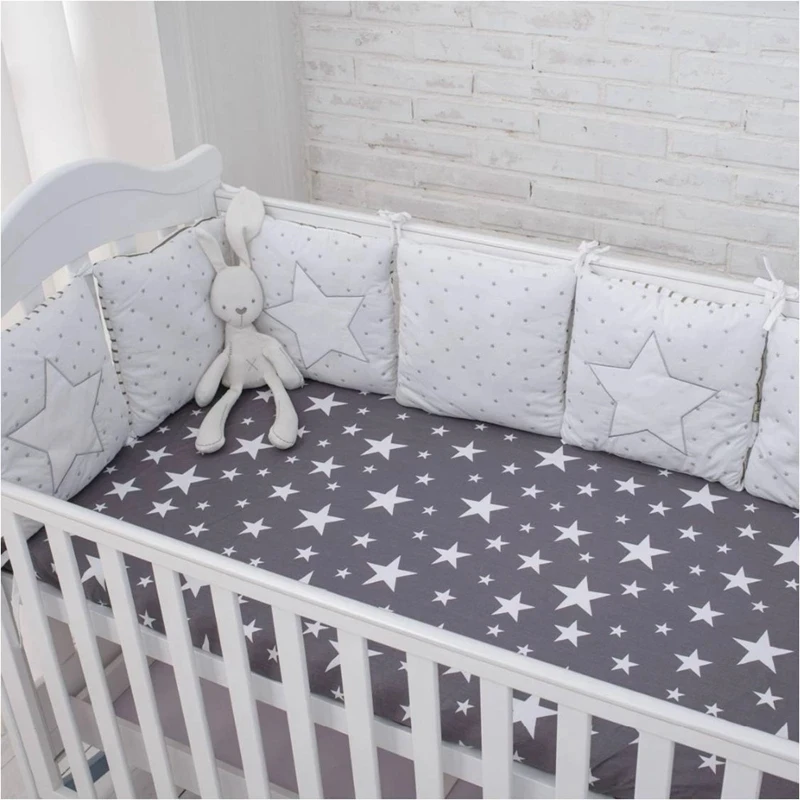 

Baby Bumper 6Pcs Baby Bed Protector Cute Animal Star Pattern Kids Bedding Soft Cushion Infant Cot Newborn Baby Crib Bumper
