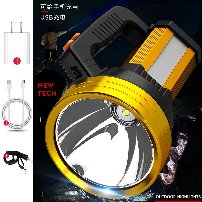 

Ультраяркий фонарь, светодиодный перезаряжаемый фонарик, фонарь для кемпинга, водонепроницаемый фонарь с аккумулятором 18650, внешний аккуму...