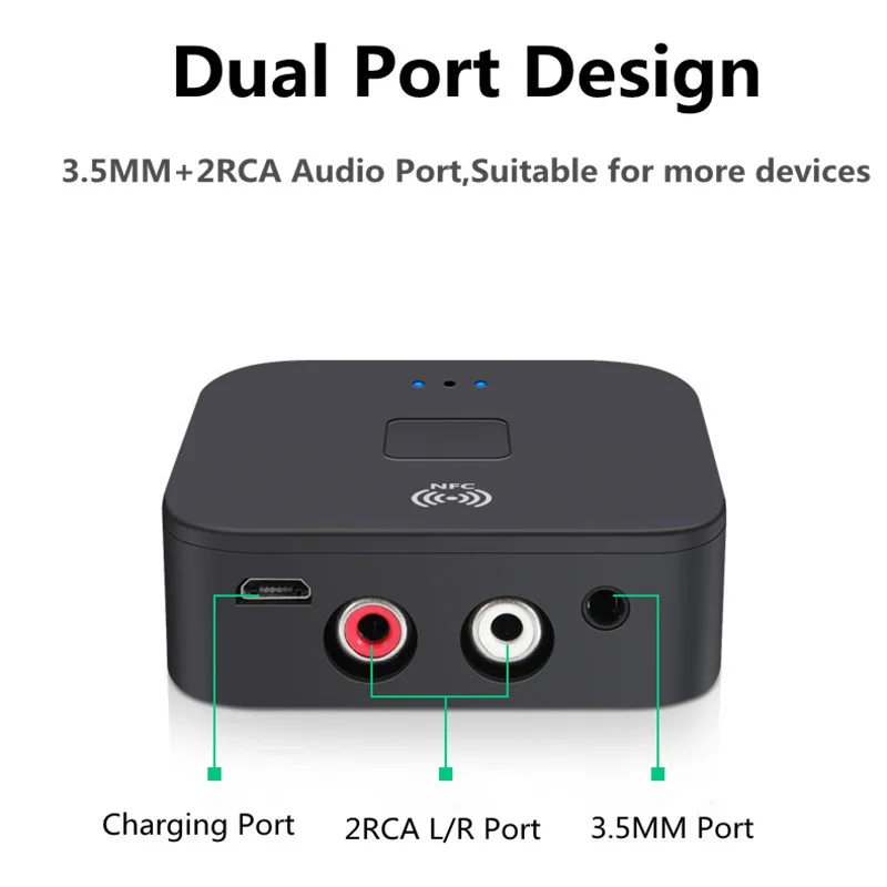 

NFC Bluetooth 5.0 Receiver 3.5mm AUX RCA Jack Hifi Wireless o Adapter Car Hands-Free Call