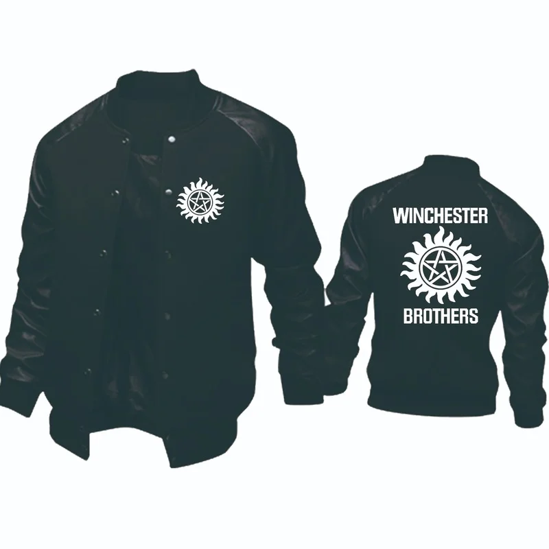 

NEW Fashion Spring Autumn Men jacket Winchester Brothers printing Splicing High Quality Pure cotton Casual Men pullover