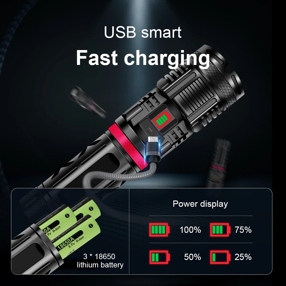 Preise Super Helle Led XHP120 Taschenlampe Wasserdicht 4 Farben LED Jagd Laterne COB Taschenlampe 26650 Batterie USB Aufladbare Flash Licht