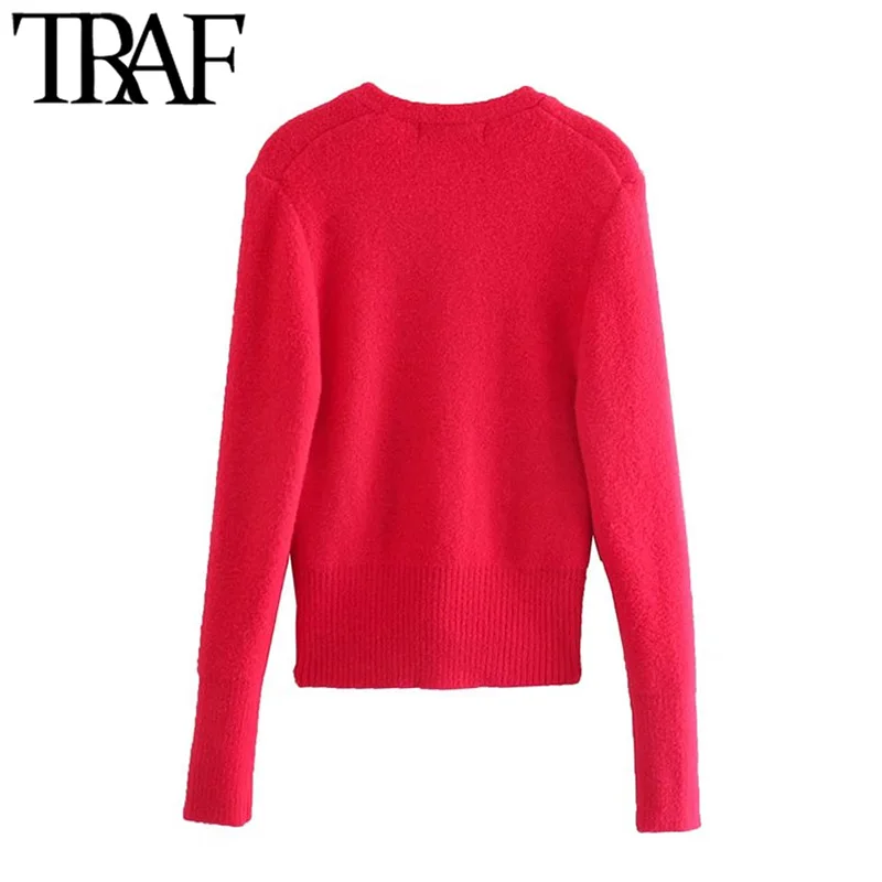 Женский вязаный кардиган с пуговицами V-образным вырезом и длинным рукавом |