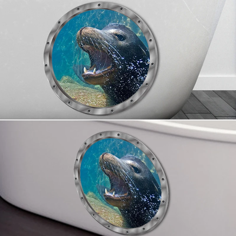 

Sea Lion Submarine Shark Fish Decorative Wall Sticker Window Stickers Bedroom Refrigerator Bathroom PVC Wall Sticker Mural Art