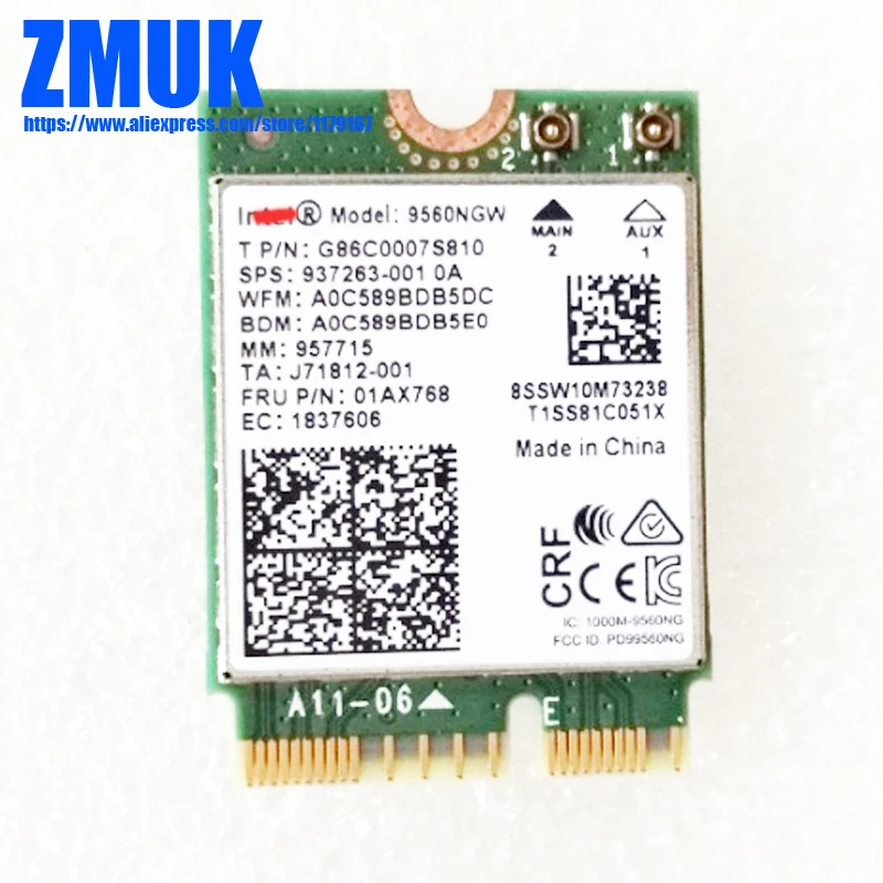 Двухдиапазонная Wi-Fi карта Intel 9560NGW 802.11ac 2 4G/5 ГГц 1 73 Гбит/с BT 5 0 для Lenovo LEGION Y530 Y730 Series