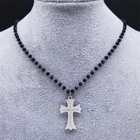 stainless steel crystal cross necklaces women silver color religion catholicism necklace charm jewelry collares mujer n8028s03
