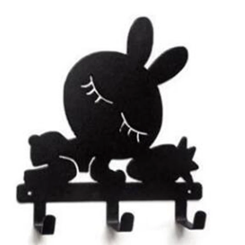 Original Design Funny Cartoon Rabbit Shaped Metal Robe Hook Coat Hat Bag Wall Hanger Decorative Wall Hooks
