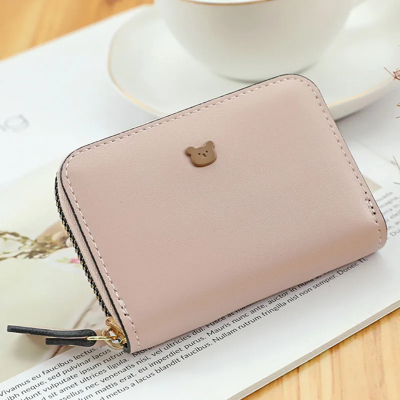 

Women's New PU Leather Card Holder Organ Credit ID Business Card Pocket Designer Purse Cute Short Zipper Wallet Card for Girl