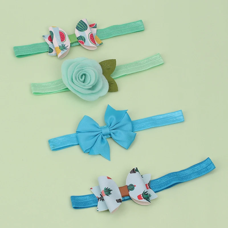 4 шт./лот кожаный бант войлочный цветок нейлоновая повязка на голову для