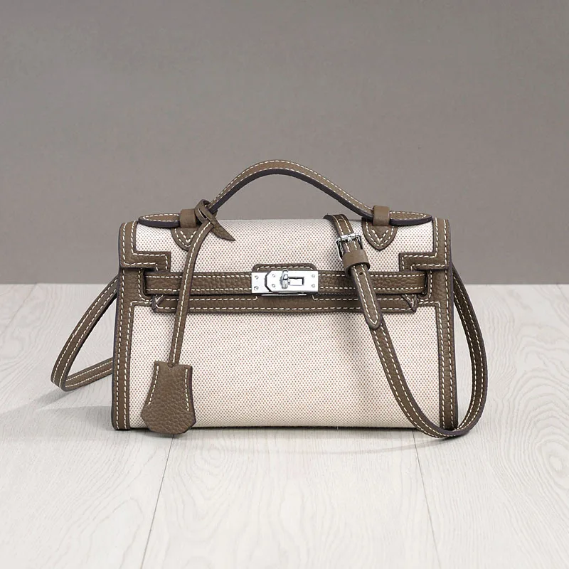 

Leather Bag Women Canvas Bag Small Bag Shoulder Messenger Bag 2021 New Fashion Mini Handbag