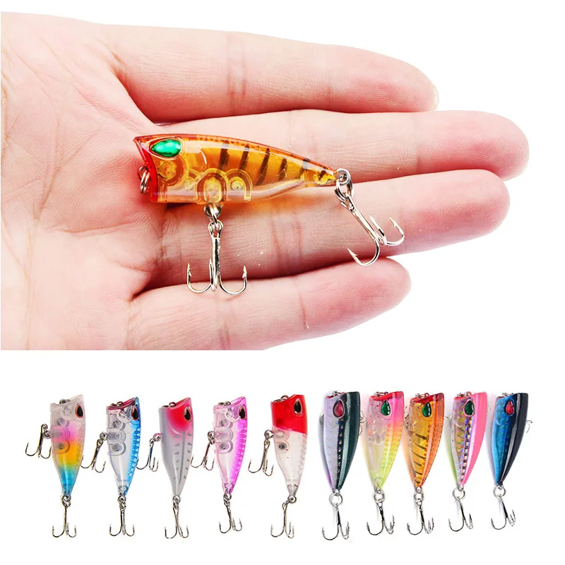 

YUCONG 1PC Mini Popper Fishing Lure 4cm-3.5g Floating Poper Bait Top Water Bait Crankbait Wobbler Artificial Swimbait Minnow