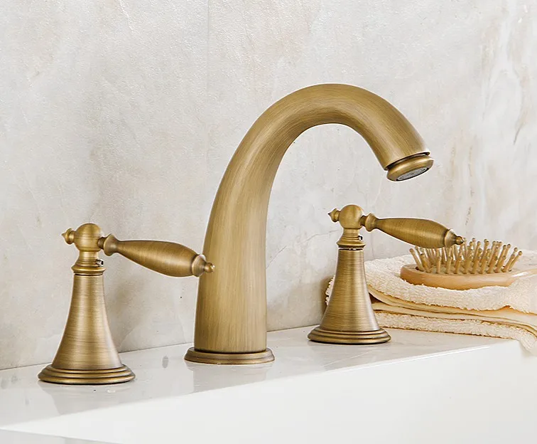 Античная латунная Ванна с широким бортиком кухонный смеситель 3 отверстиями и