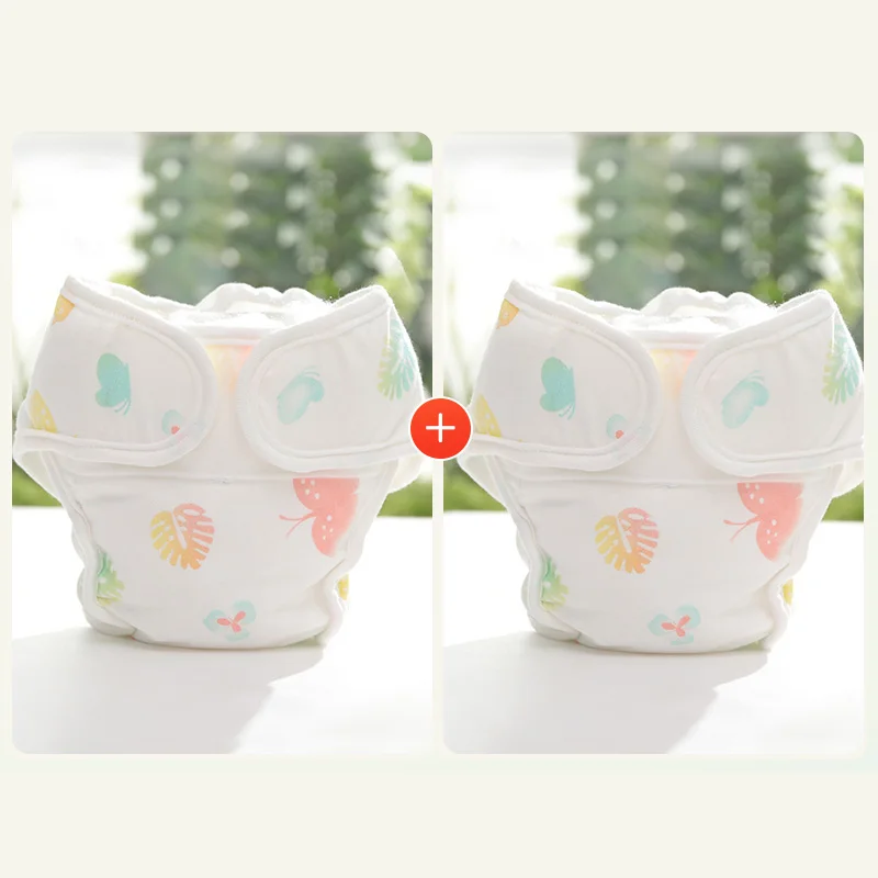 2PCS-butterfly Herbabe 2 шт. детские штаны-подгузники 3 слоя милый новорожденных подгузники хлопок впитывающие подгузники для новорожденных Многоразовые - Цвет: 2PCS-butterfly