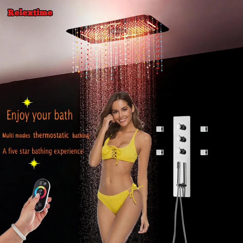 Хрустальная подвесная Светодиодная потолочная насадка для душа Водопад