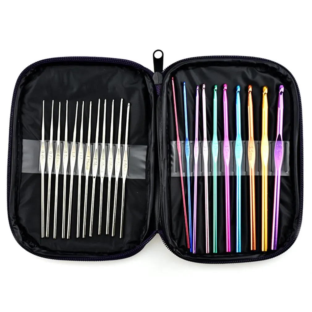 22 шт./компл. мульти цветной алюминиевый сплав вязальные крючки Вязание иглы