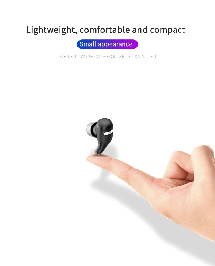 

A2 5.0 Bluetooth Headset Sports Waterproof Mini Binaural Wireless Earphones TWS Bass Earbuds with Rotatable Cover
