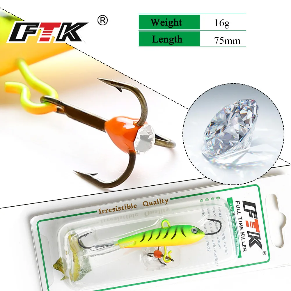 FTK приманка для подледной рыбалки 1 шт. 16 г/75 мм джиг-приманка рыболовные крючки