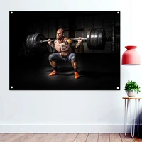 sportsman lifting weights training wallpaper wall art hang paintings sport workout poster mural gym decor banner flags tapestry